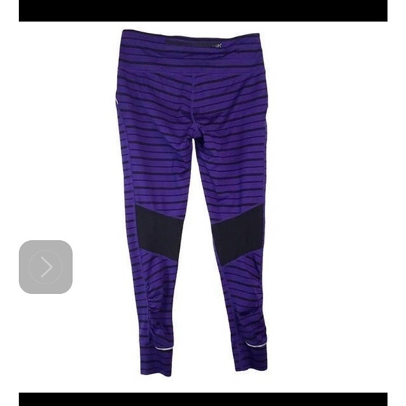 Athleta Striped Purple/Black Mesh & Solid Leggings Size Small - Picture 3 of 11